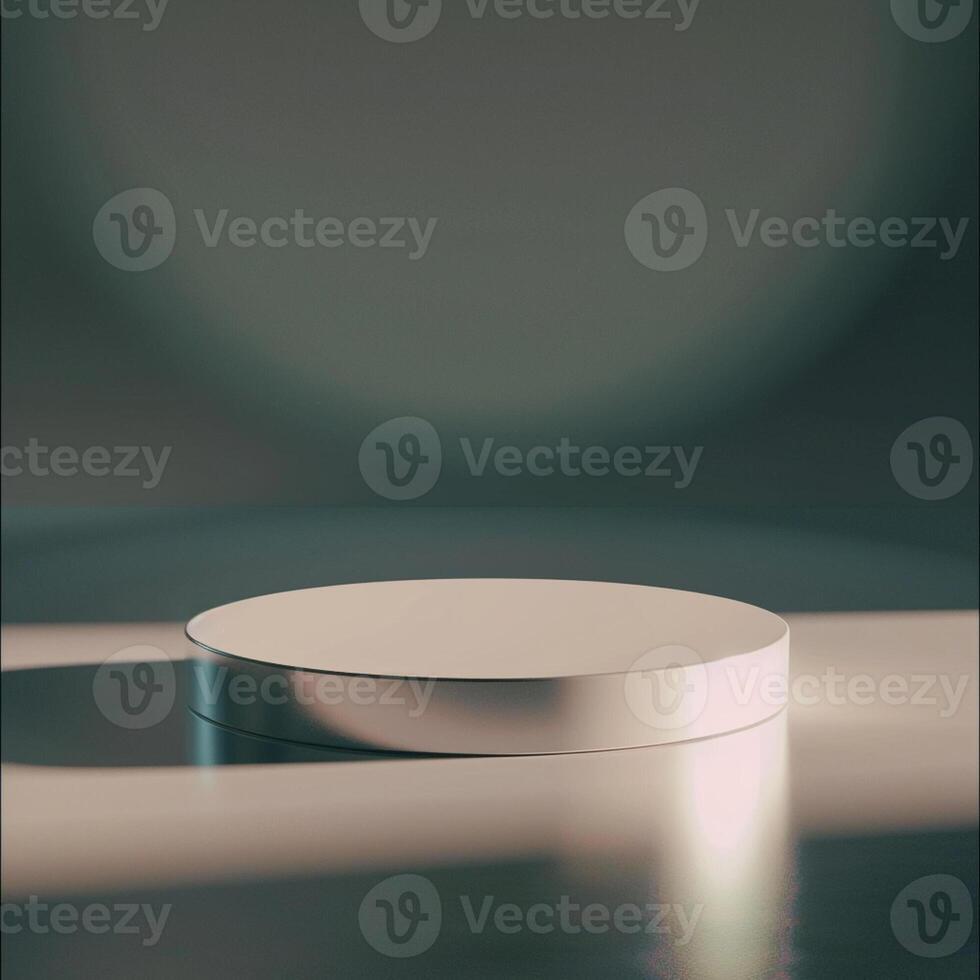 3d render of a round white pedestal on a table photo