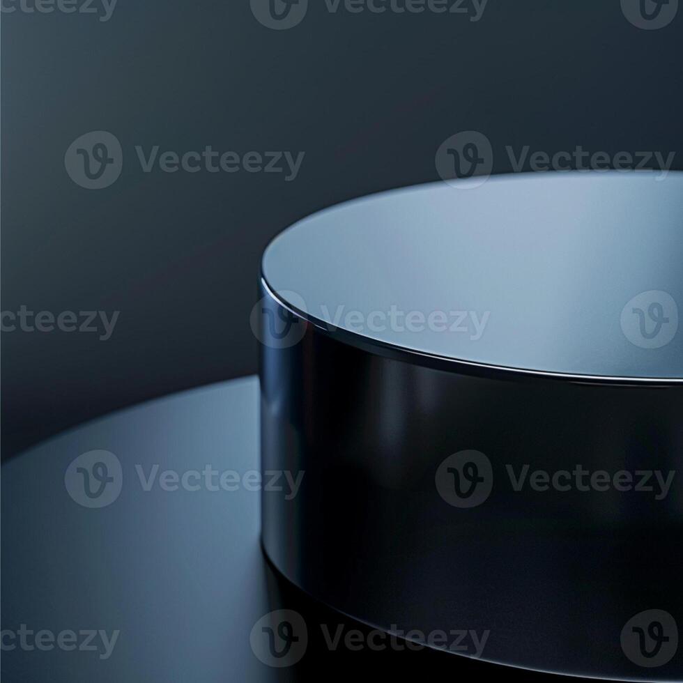 A black round table with a silver top photo