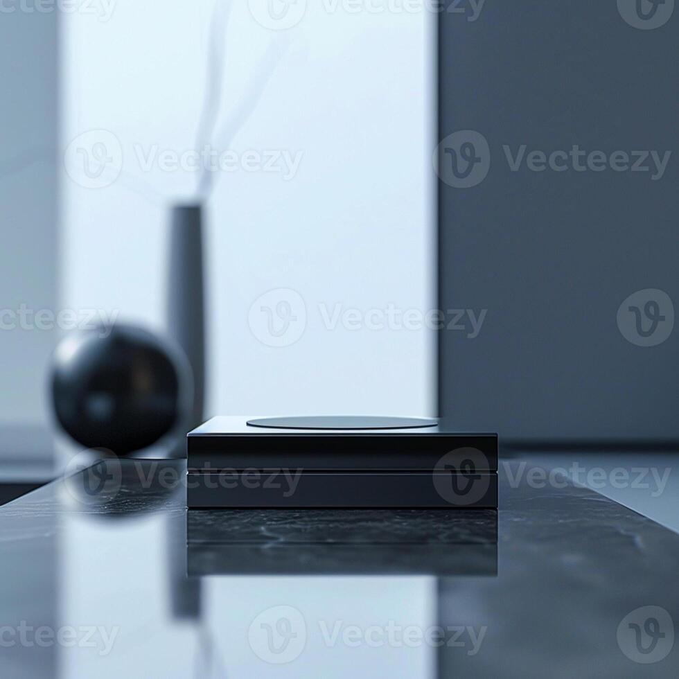 A black and white object sitting on a table photo