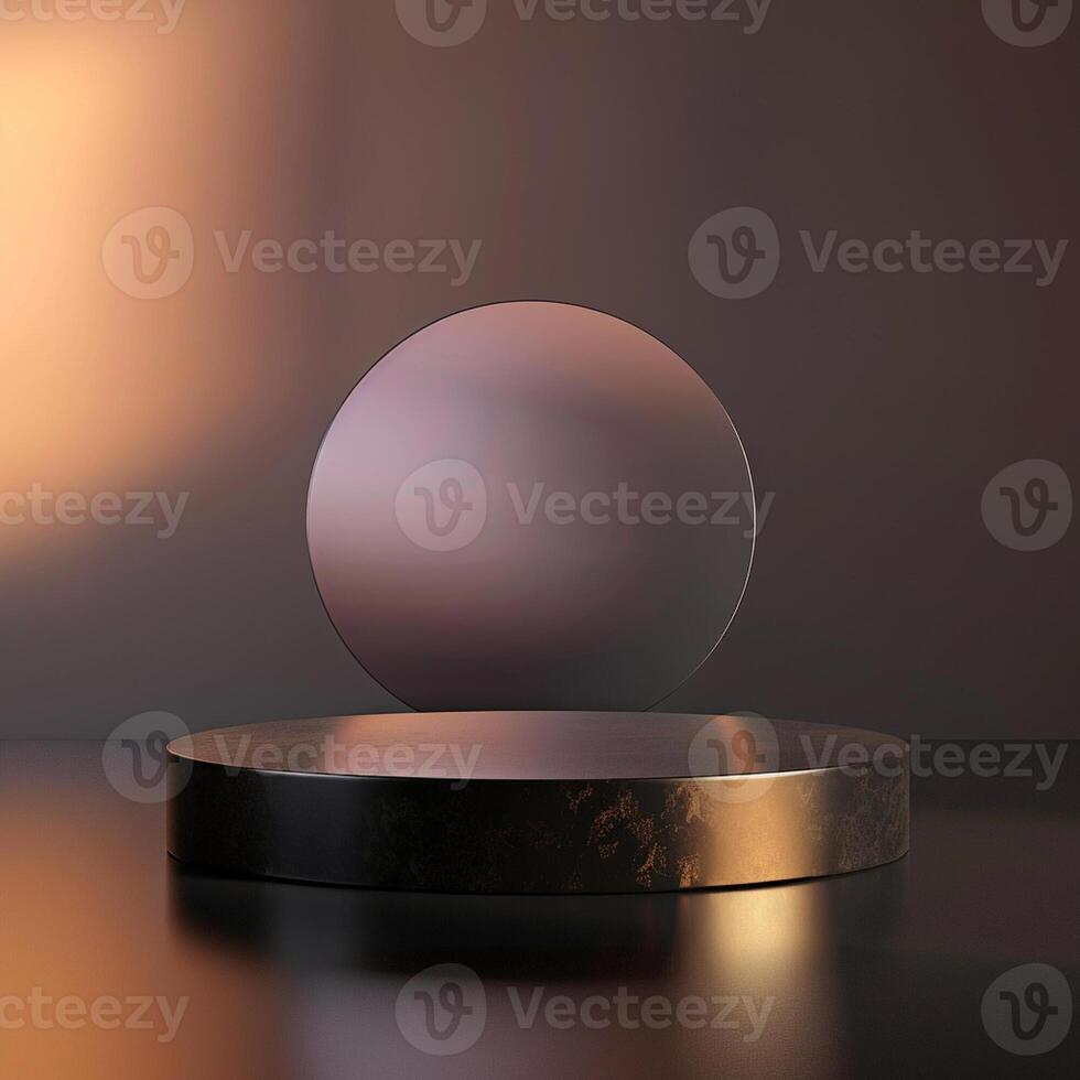 A glass sphere on a pedestal in front of a light photo