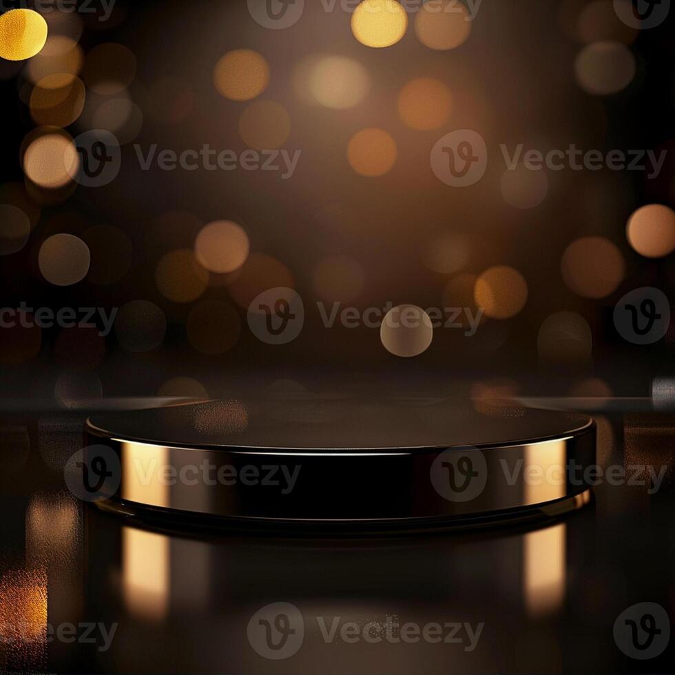 Golden lights on a black background photo