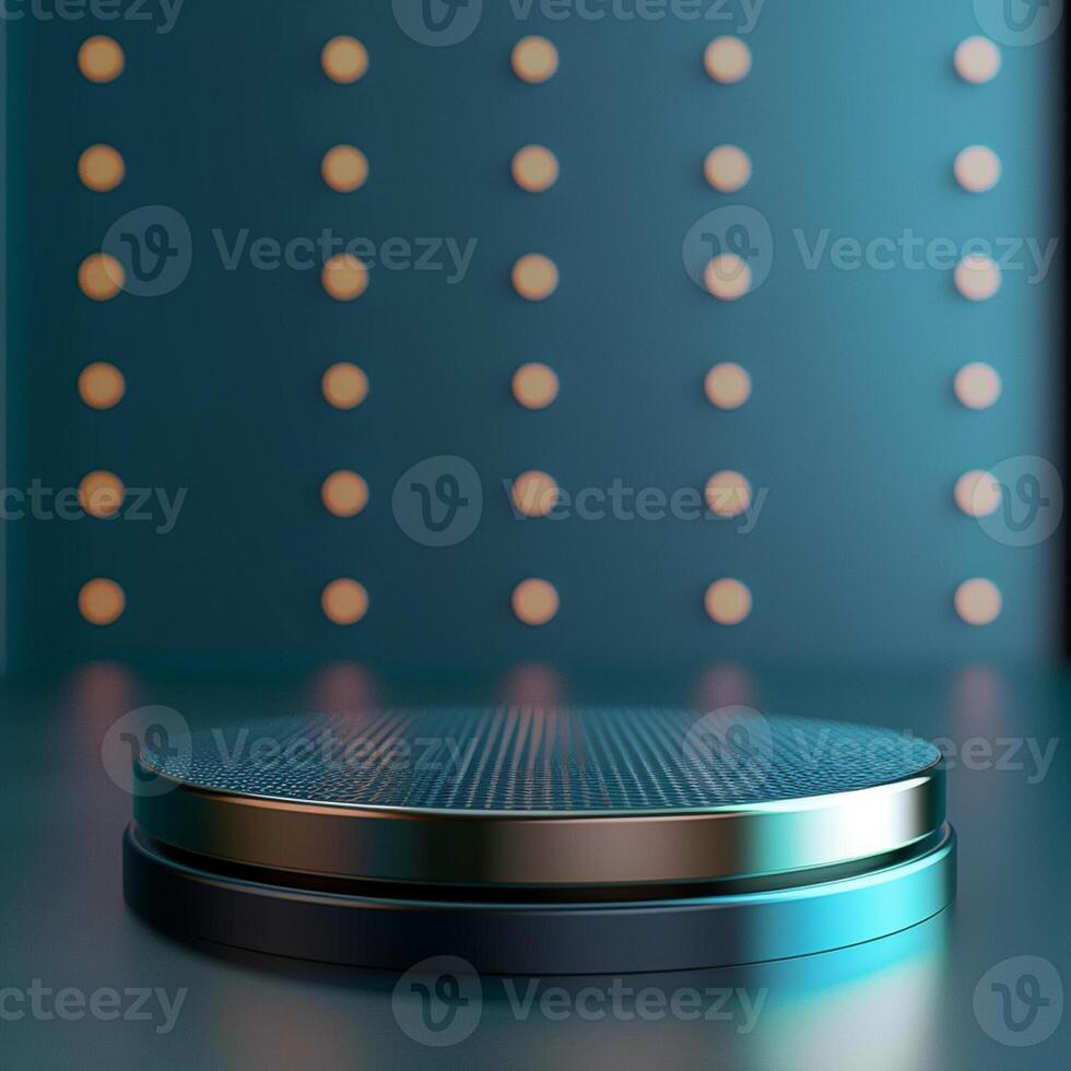 An empty podium with a blue background photo