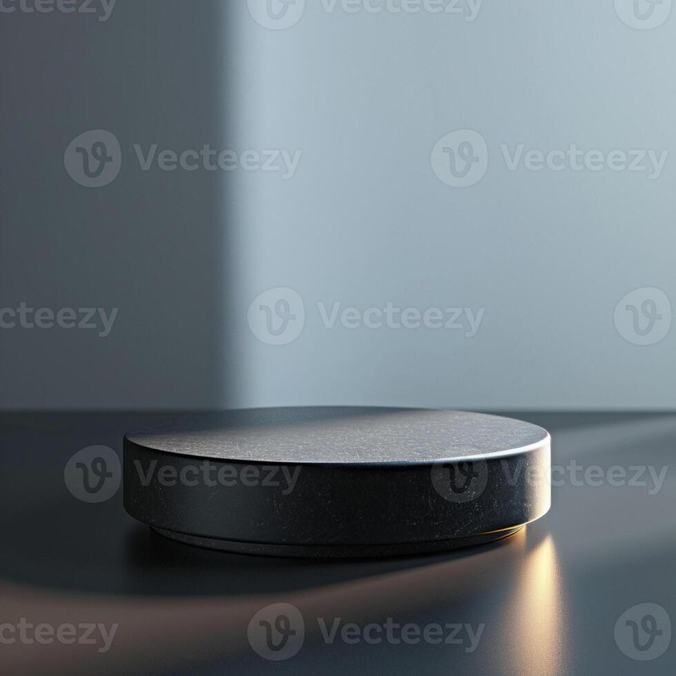 A black object on a table with a light shining on it photo