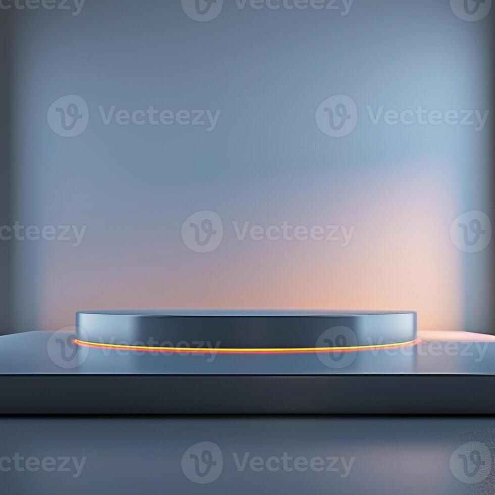 A 3d rendering of a metal stand with a light photo
