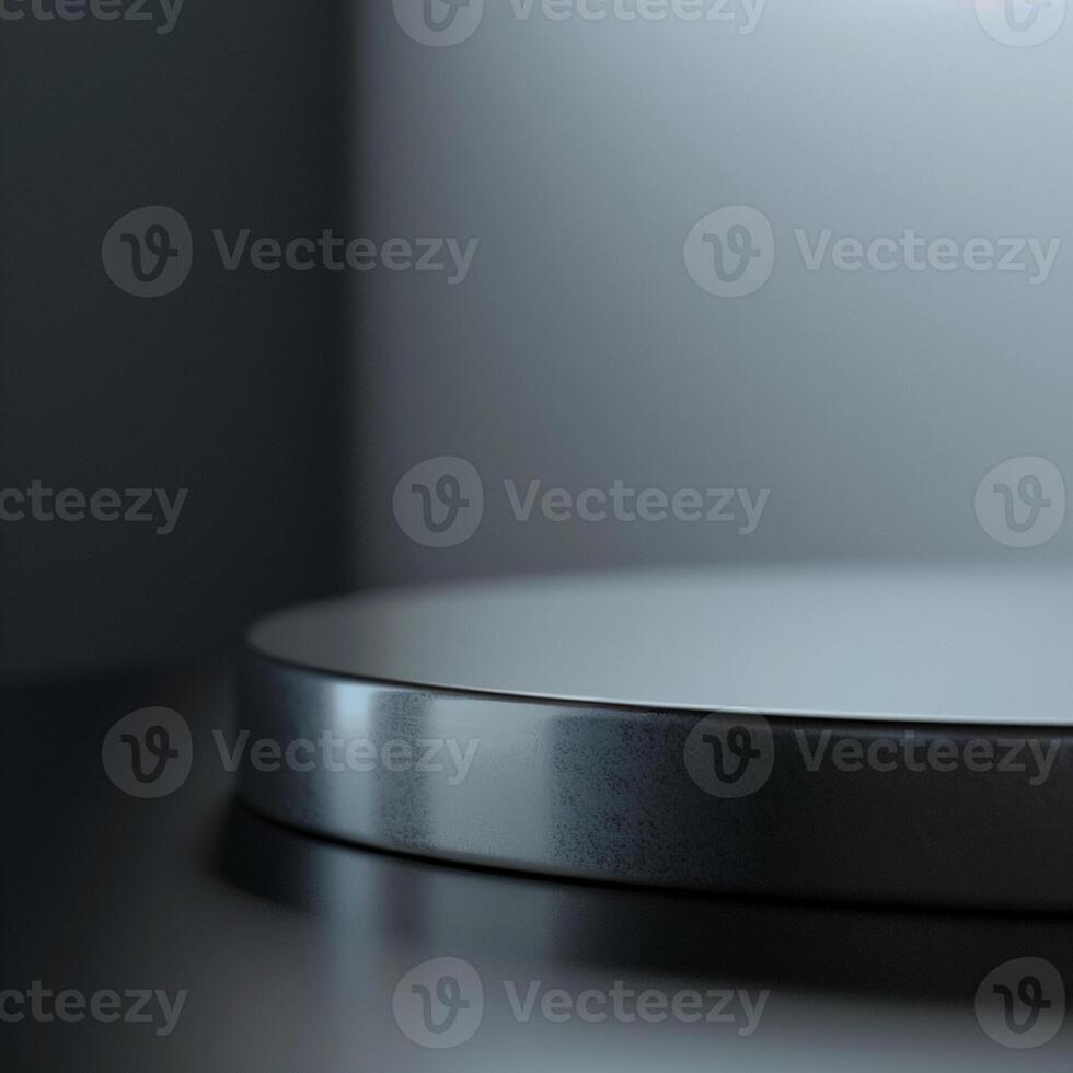 A round table with a black surface photo