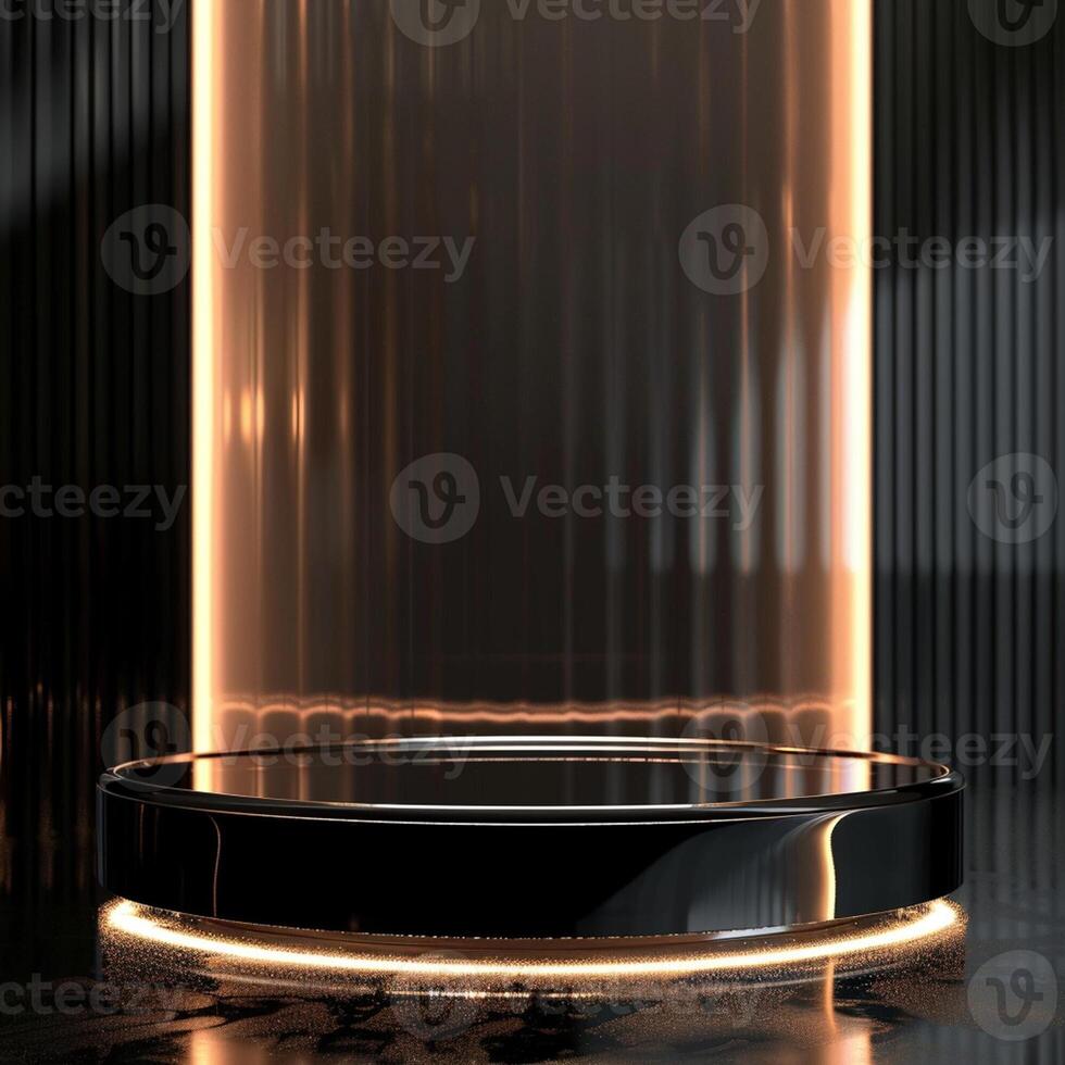 A black and gold podium with a spotlight on it photo