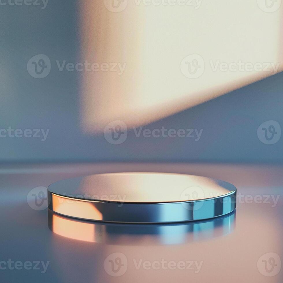 A round object on a table with a light shining on it photo