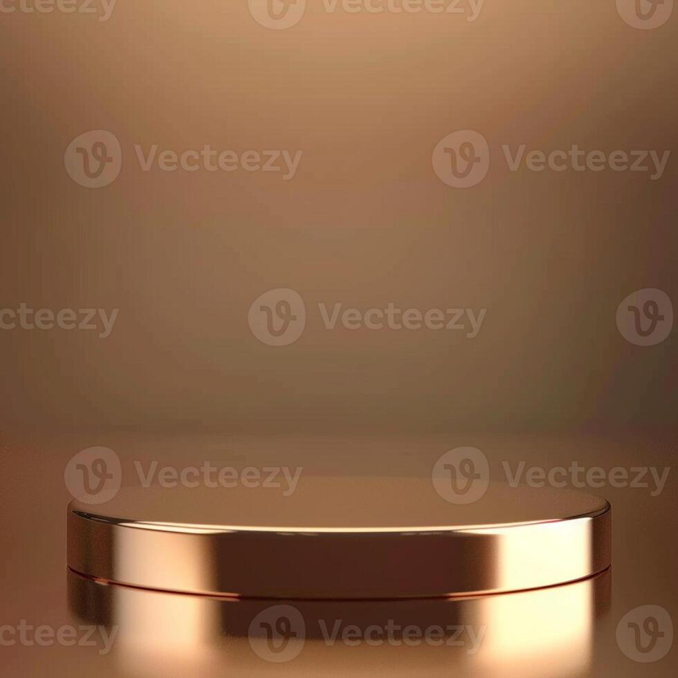 3d render of a round metal pedestal on a brown background photo