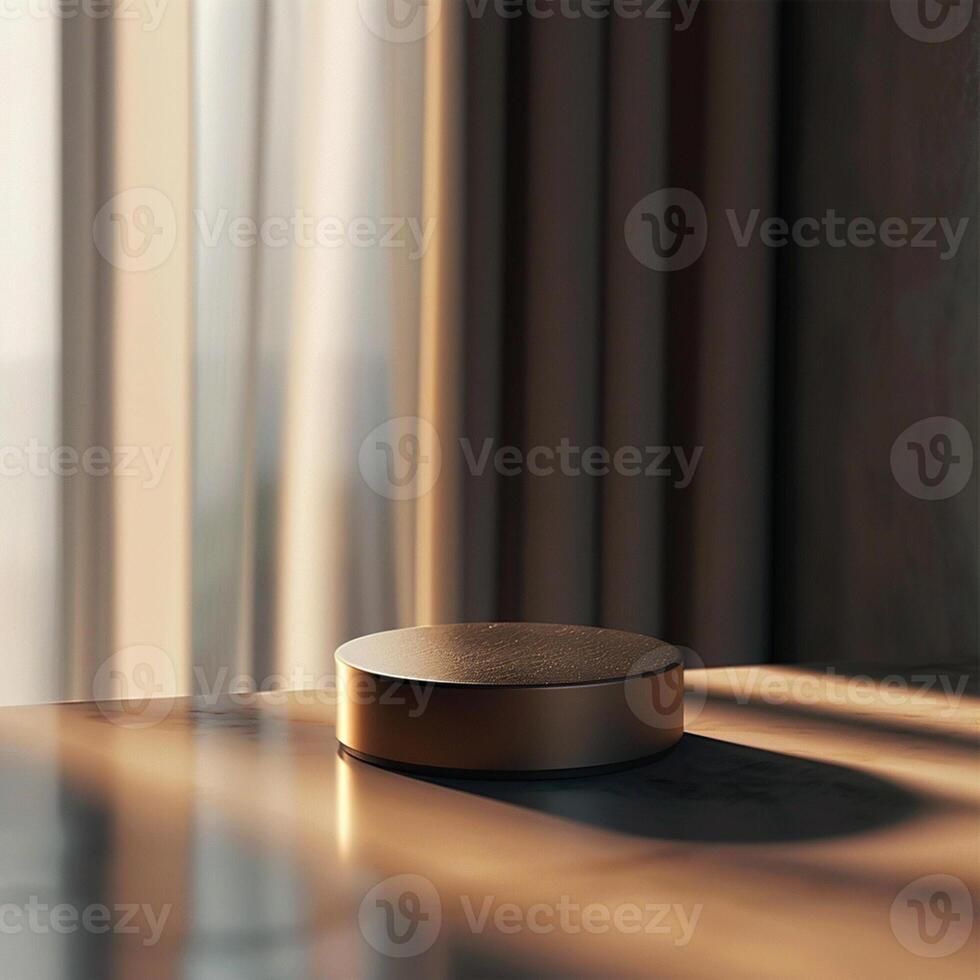 A small round object sitting on a table photo