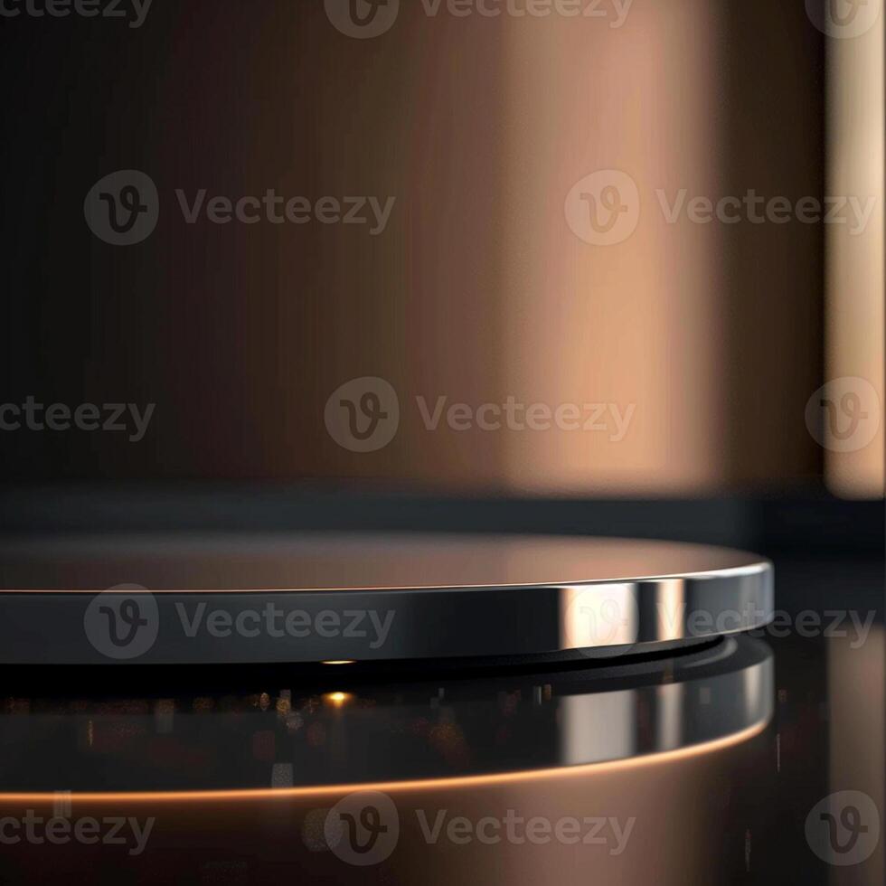 A black and gold plate on a table photo