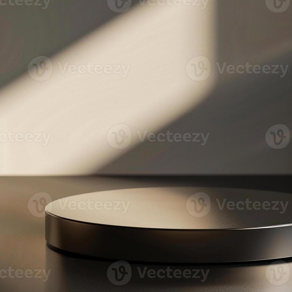 A black circular object on a table photo