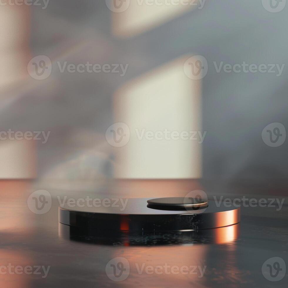 A black and white object sitting on a table photo