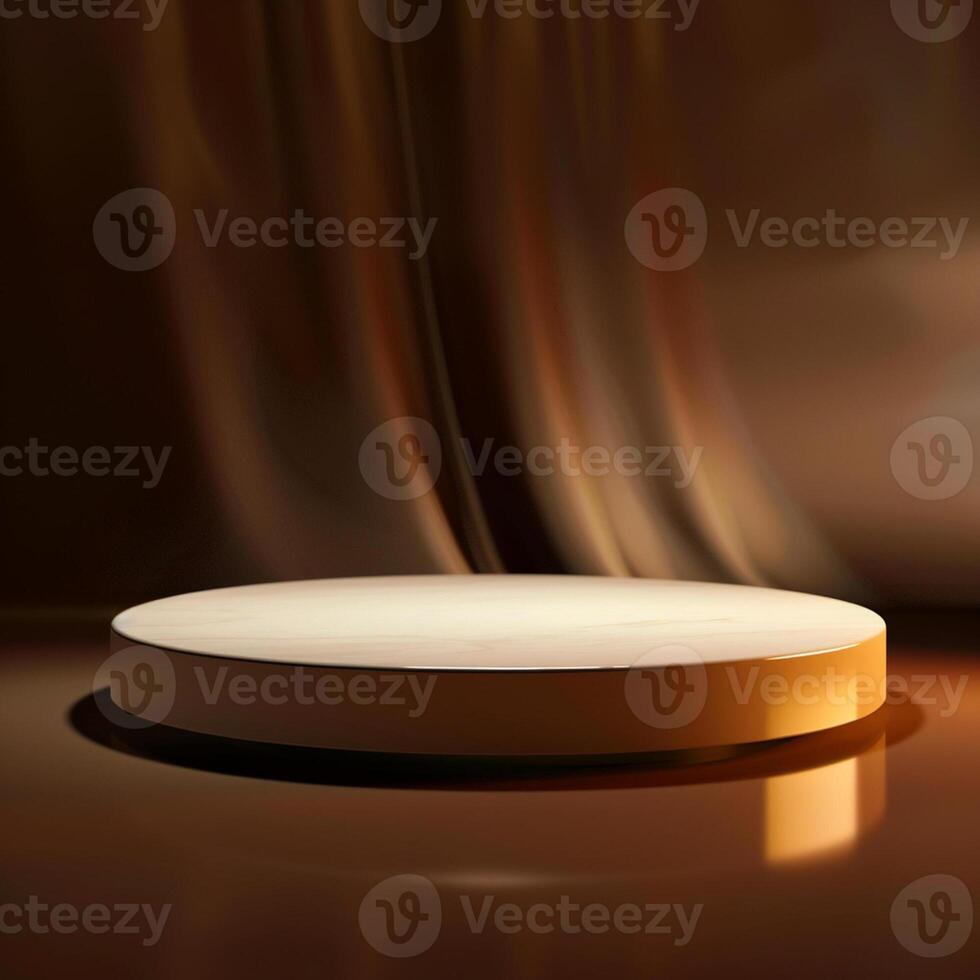 Round podium with a curtain in the background photo