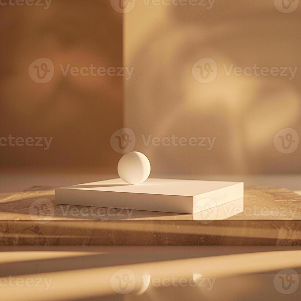 A white ball on top of a wooden table photo