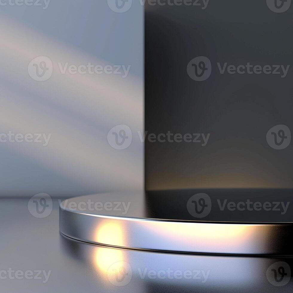 A metal table with a light shining on it photo