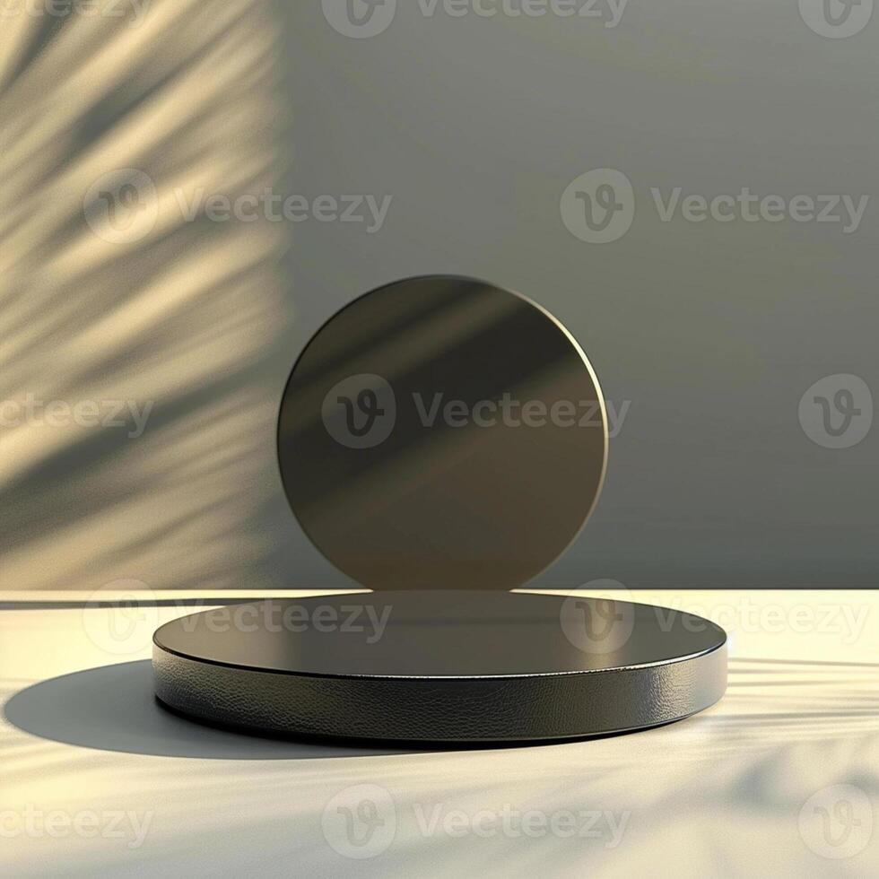 A black circular object on top of a white surface photo