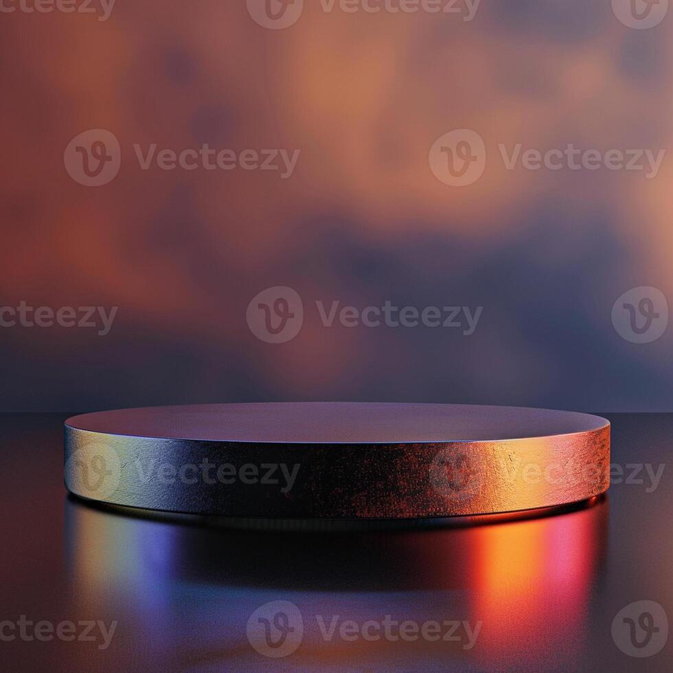 A round table with a colorful light on it photo