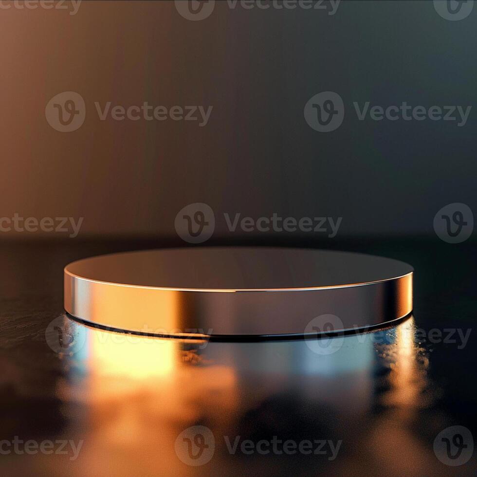 A round object on a table with a light shining on it photo