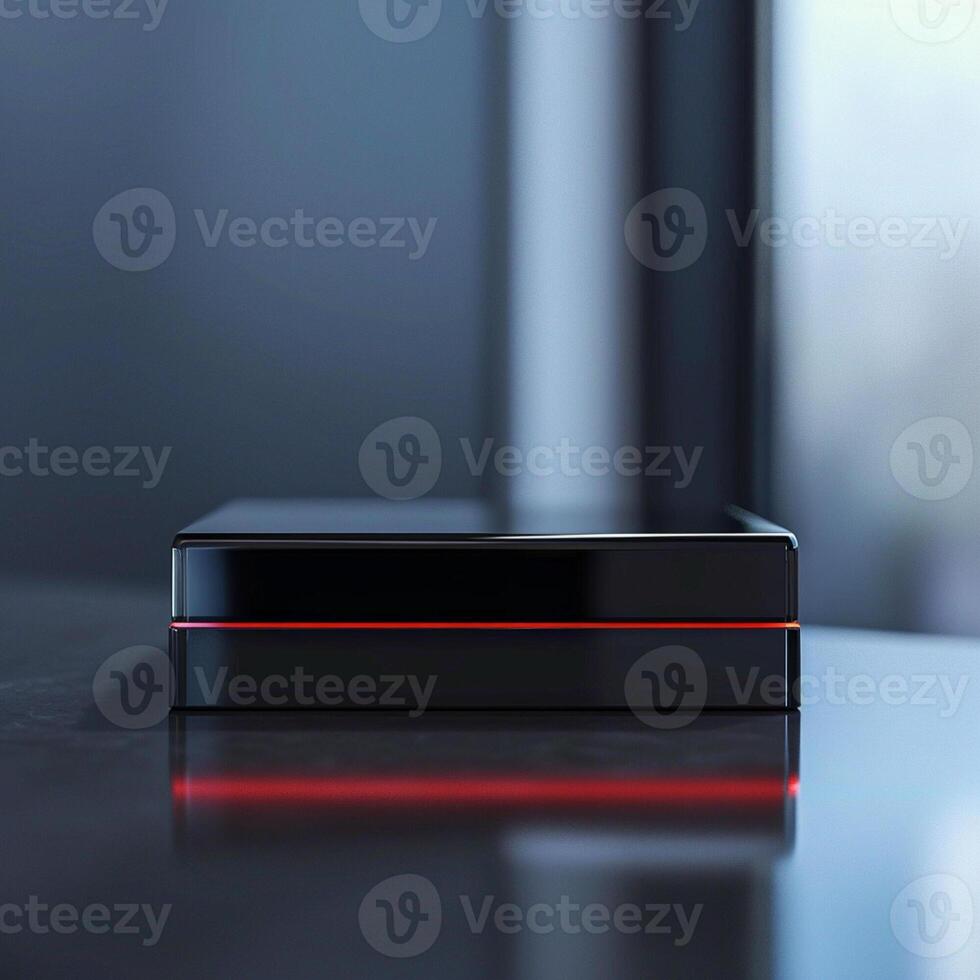 A black box with red lights on it photo