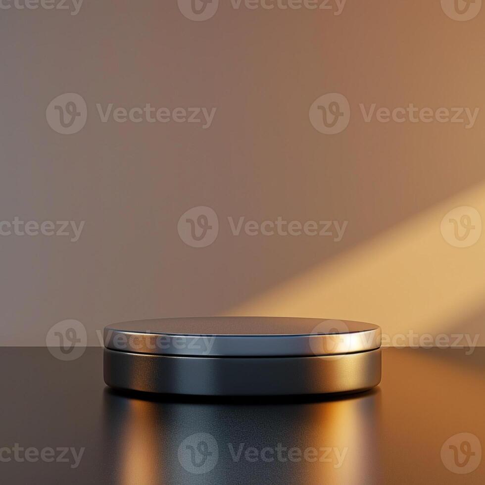A black and silver object on a table photo