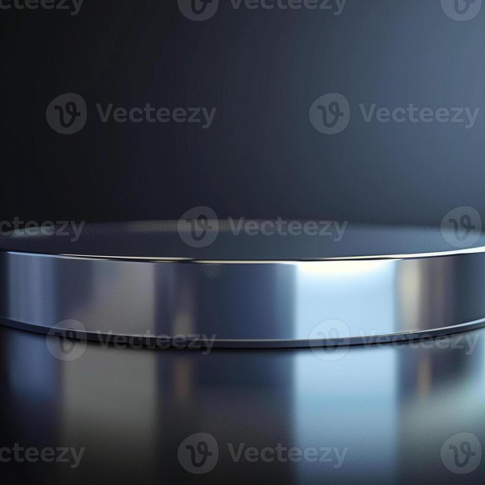 A silver round table with a reflection on it photo
