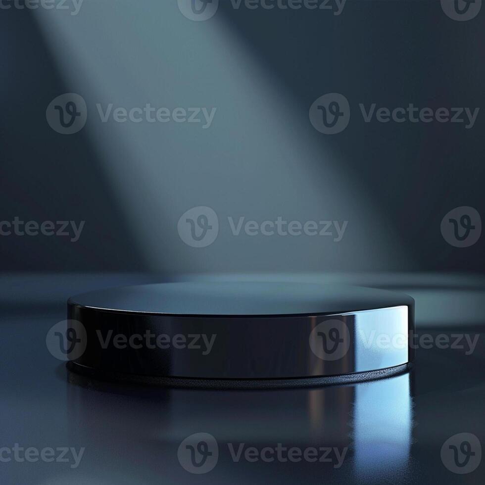 An empty podium on a dark surface with a spotlight photo