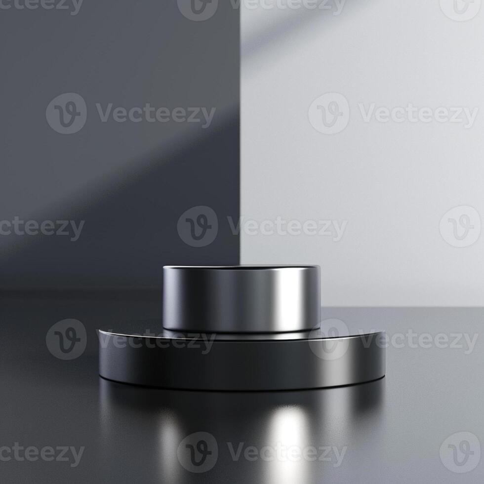 A black and silver object on a table photo