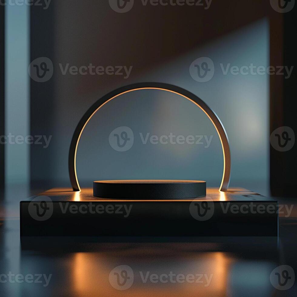 A black circular object on a table photo