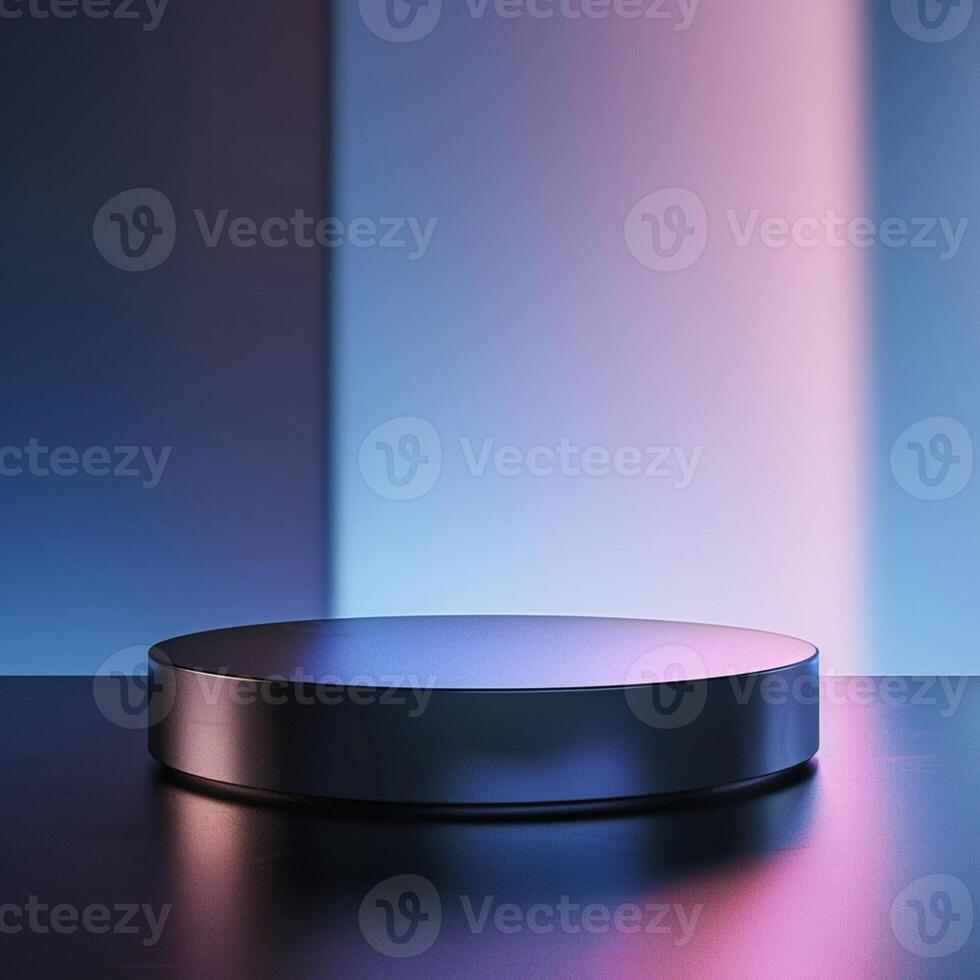 A round table with a blue light on it photo