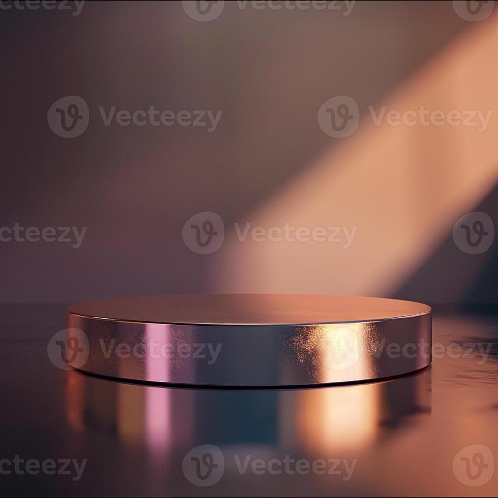 A round metal object on a table in front of a window photo