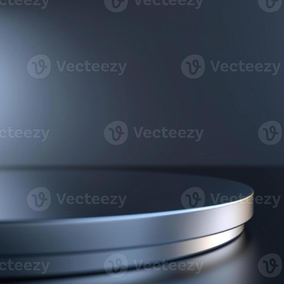 An empty metal table with a light shining on it photo