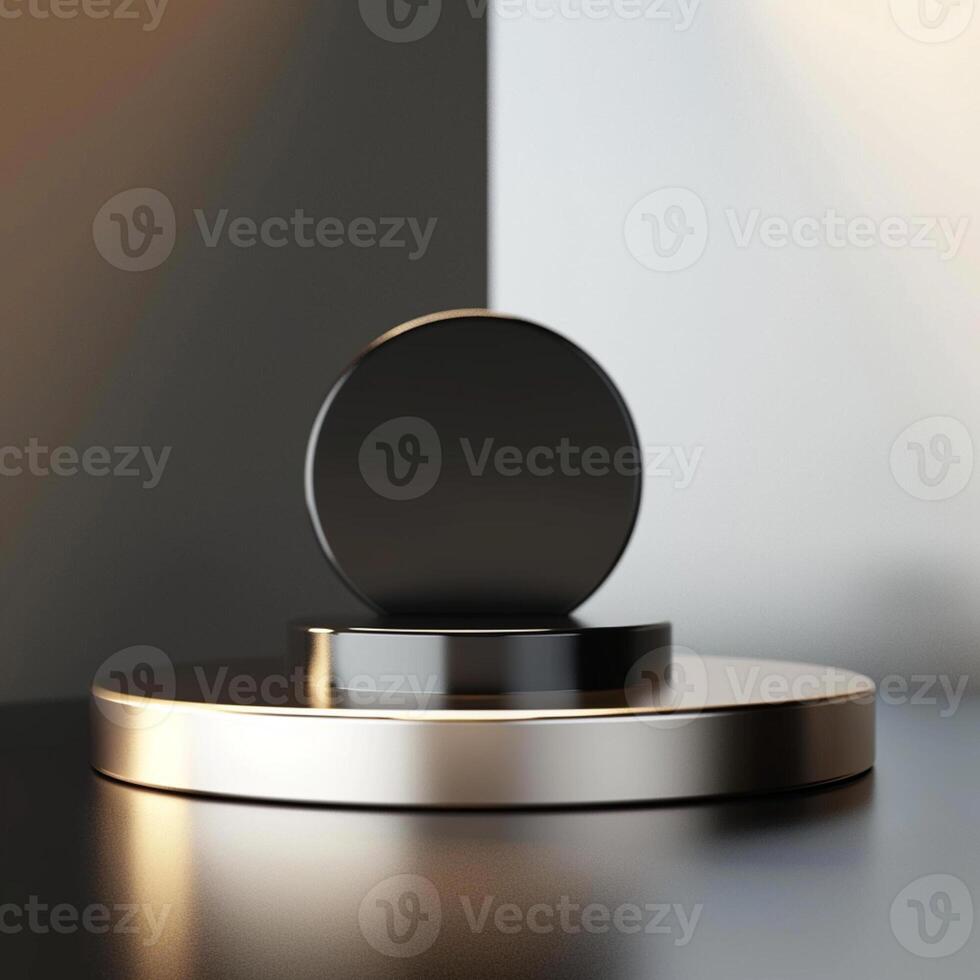 A black and silver object on a table photo