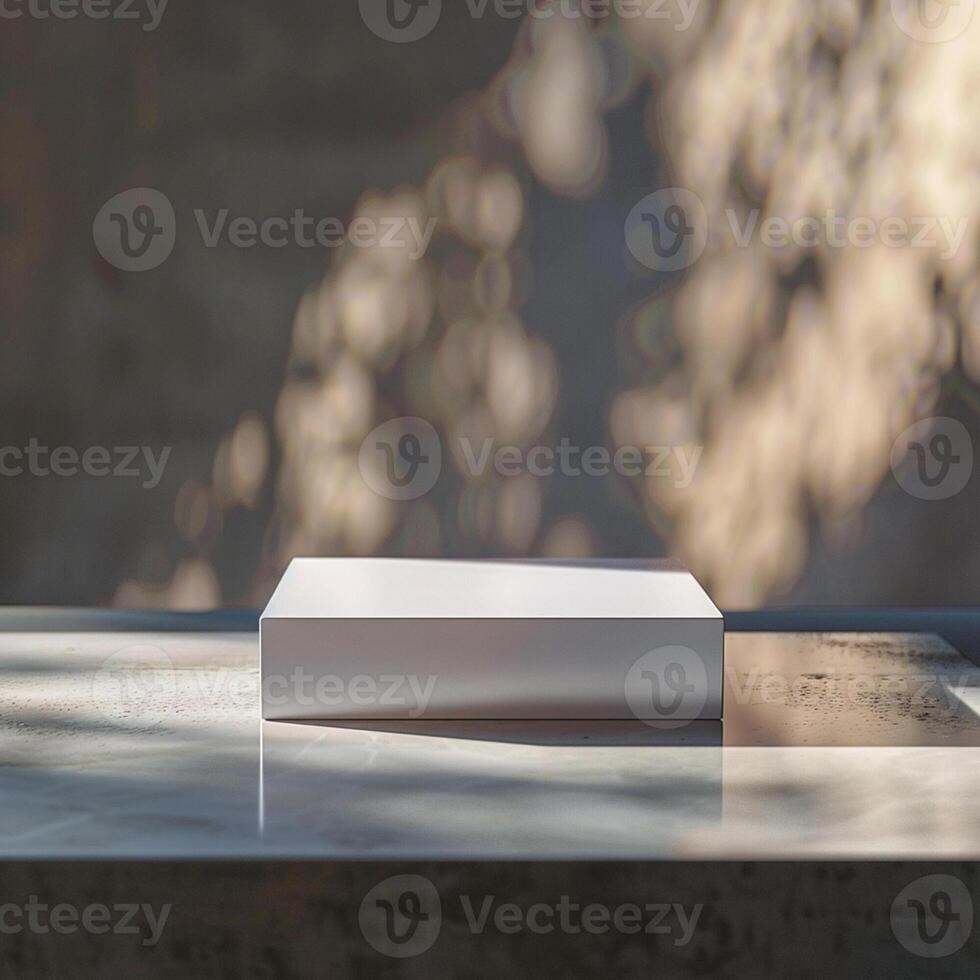 A white box sitting on a table photo