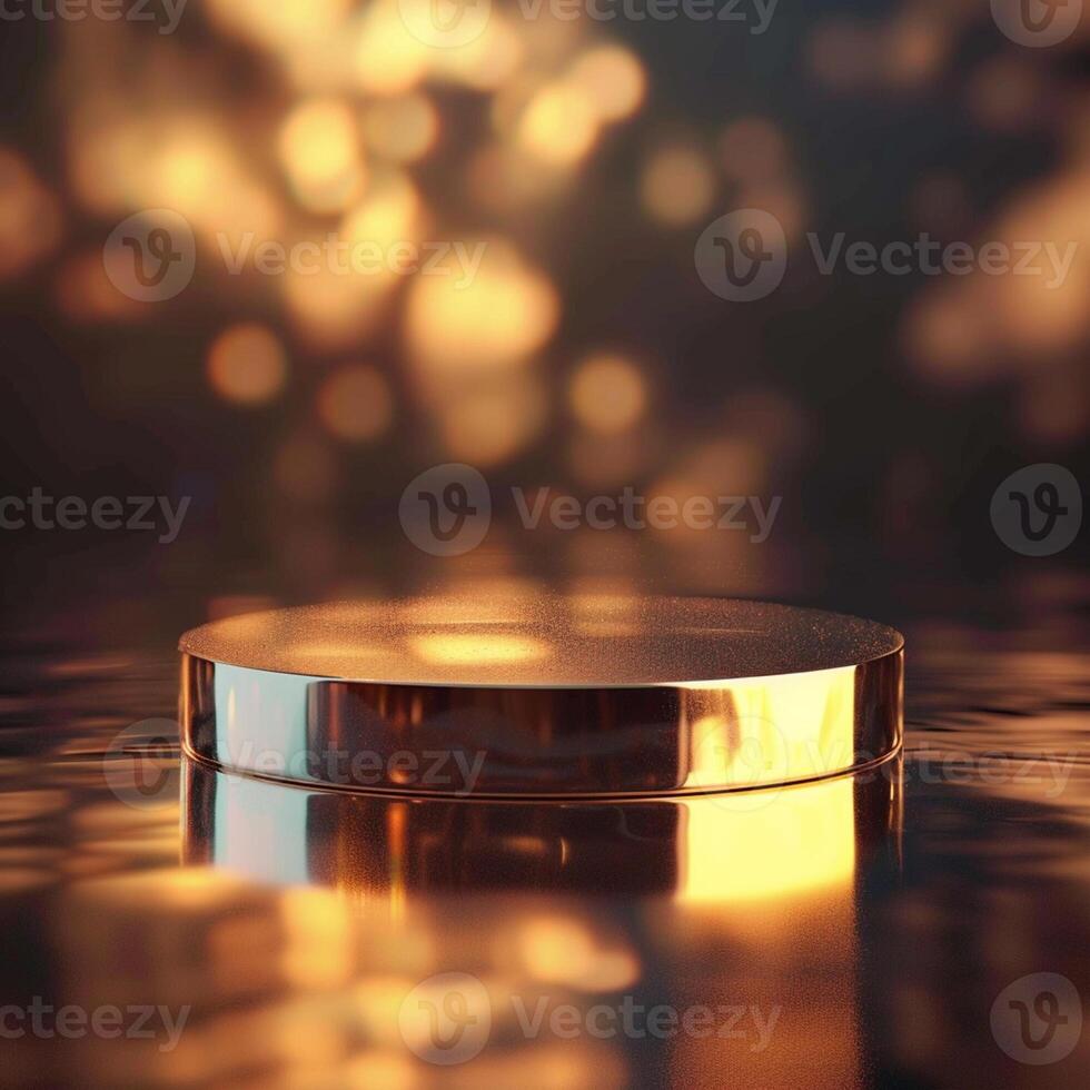 A golden object sitting on top of a water surface photo