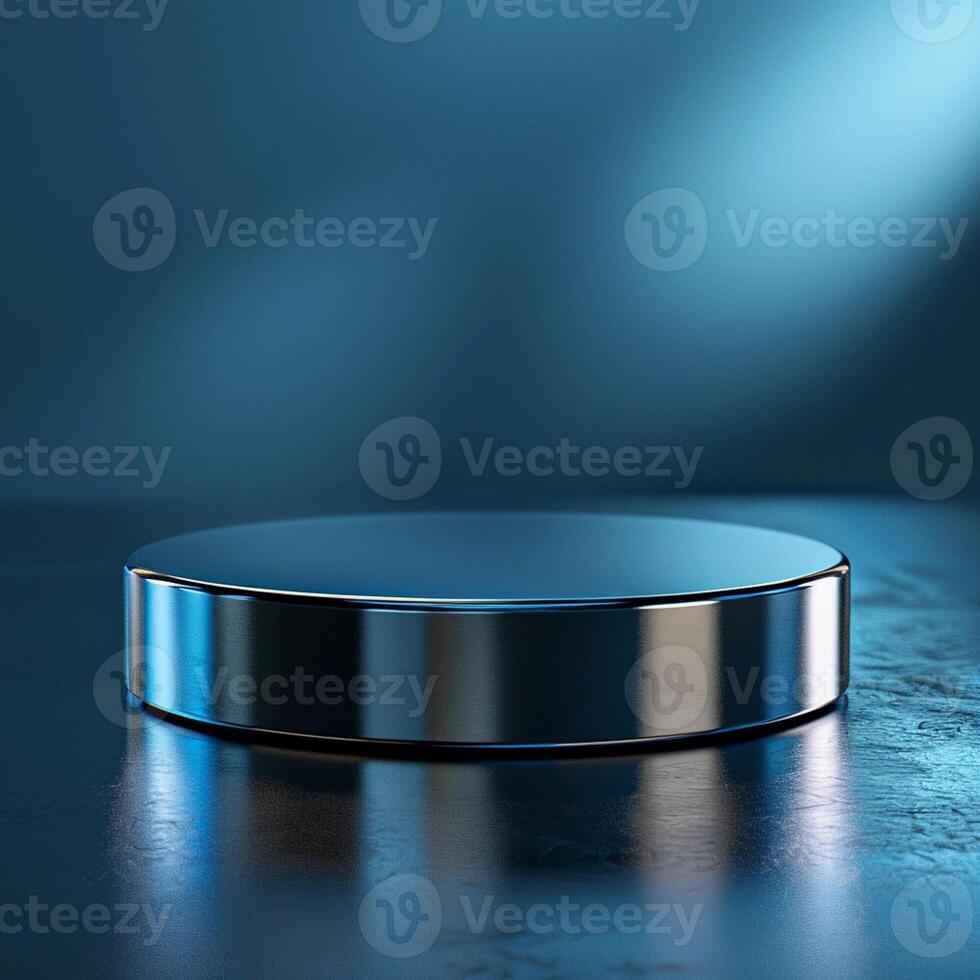 A metal object on a table with a blue background photo