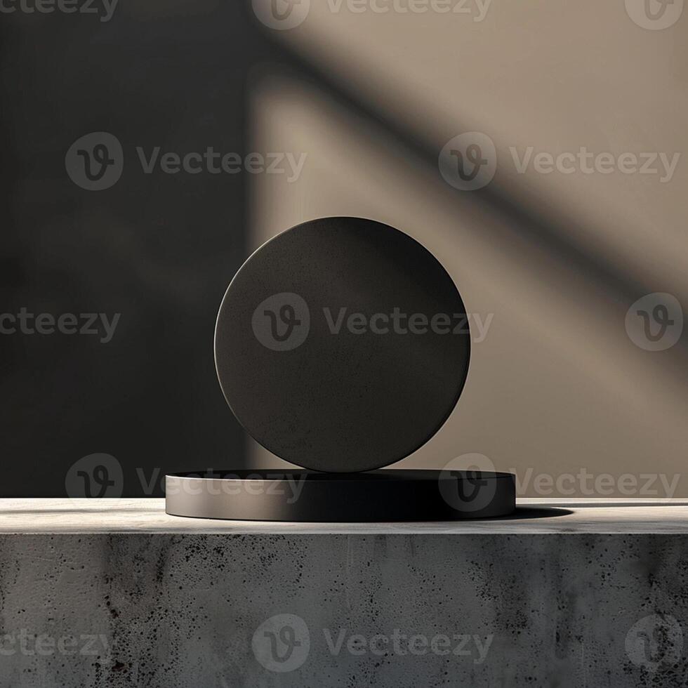 A black object on top of a concrete surface photo