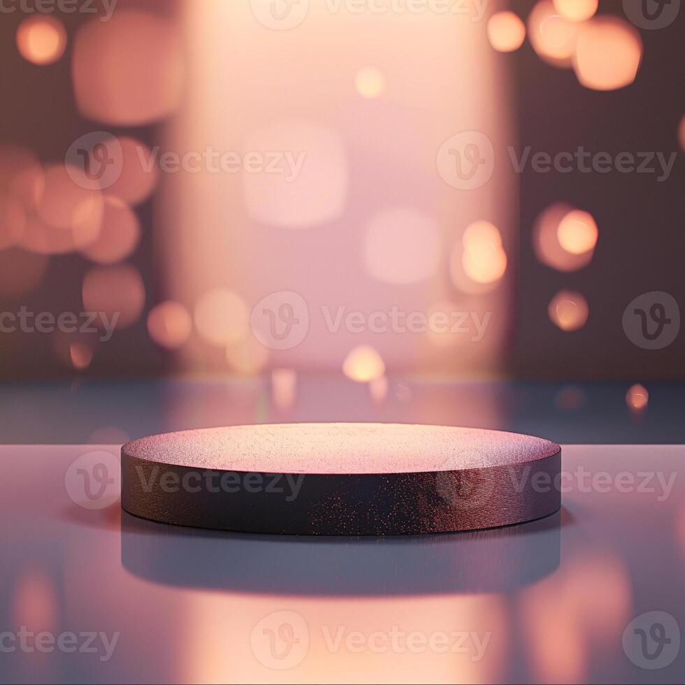An empty podium on a table with a spotlight photo