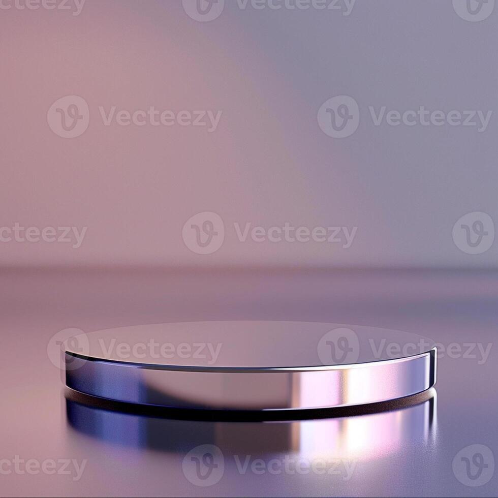 A round table with a silver surface on a table photo