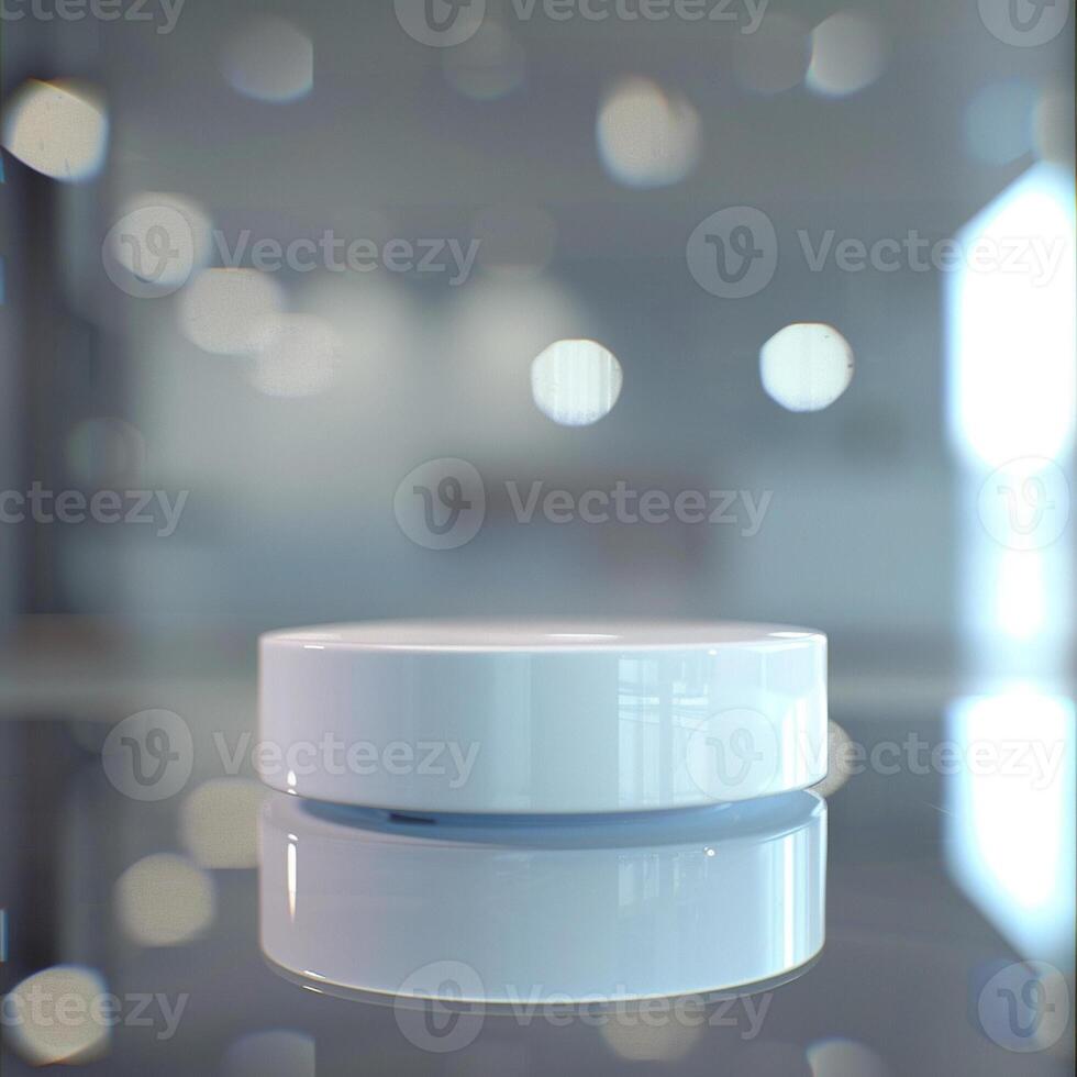 A white circular object sitting on a table photo