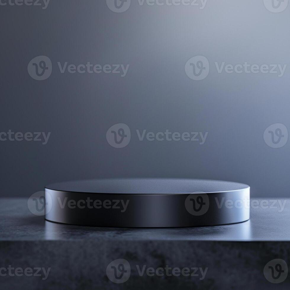 A black round table on a concrete surface photo
