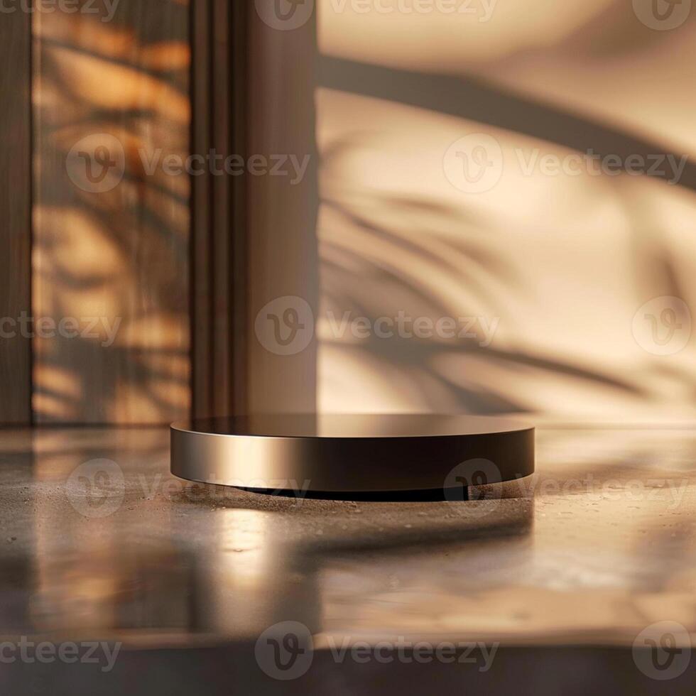 A black circular object sitting on a table photo