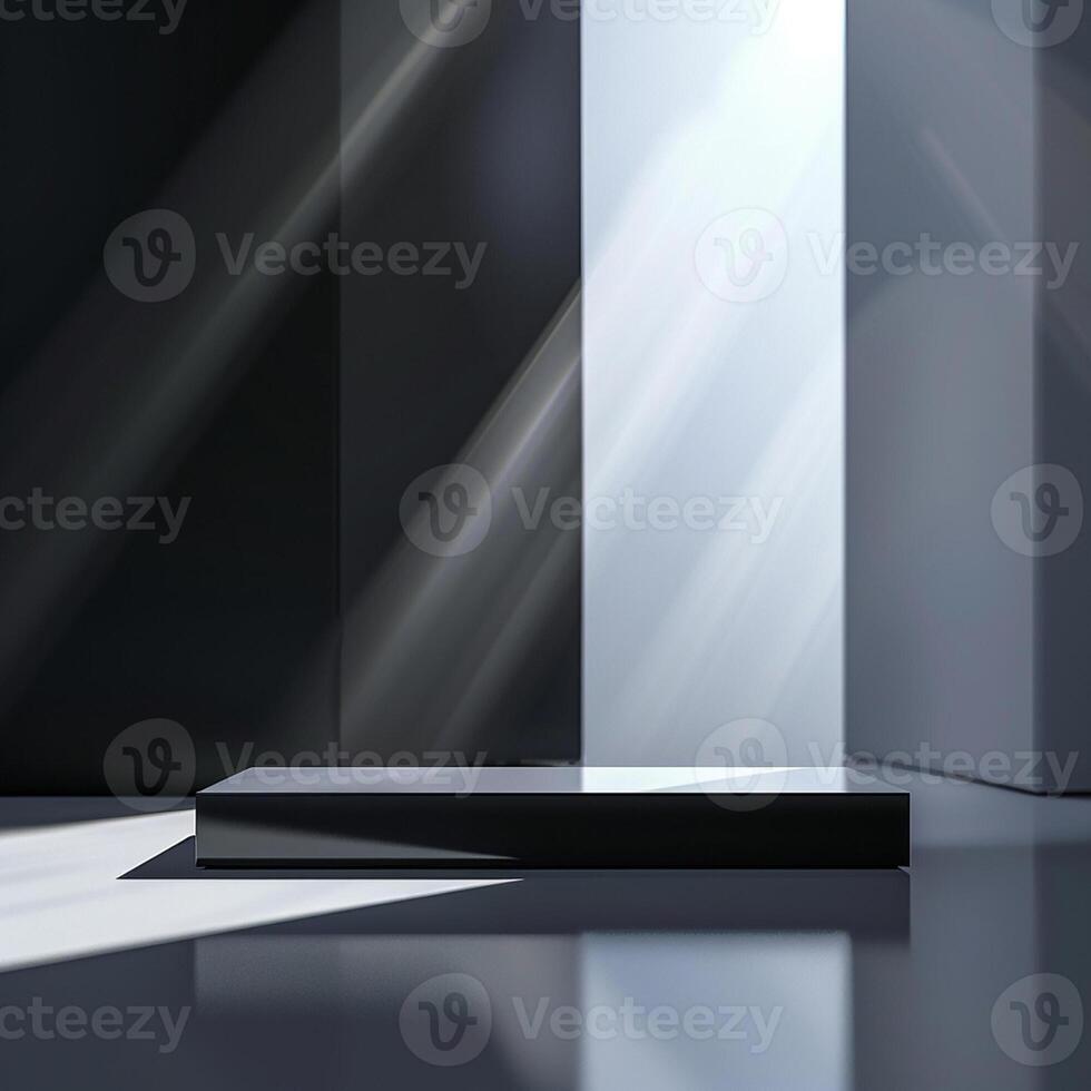 An empty white room with a spotlight shining on it photo