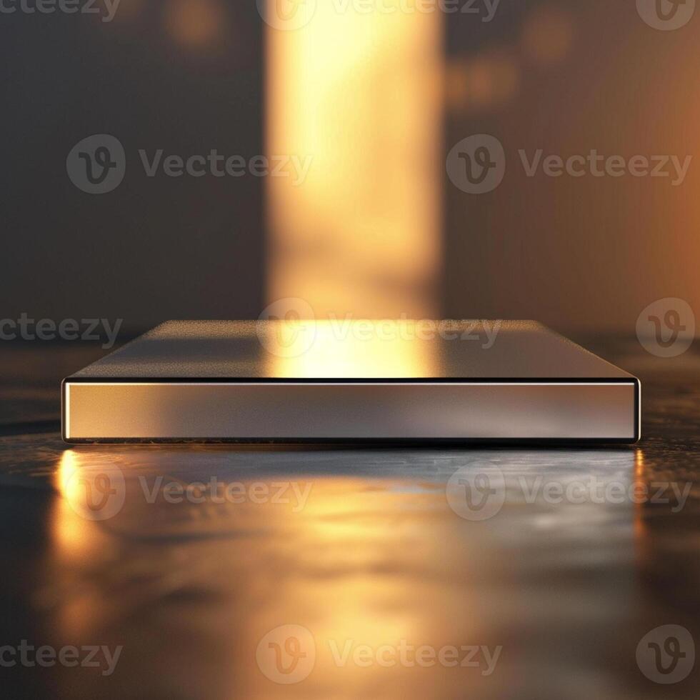 A silver box sitting on a table photo