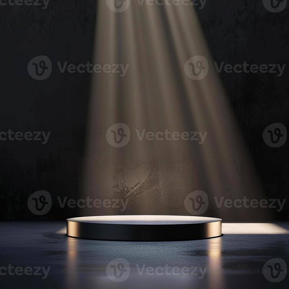 An empty podium with light shining from the top photo