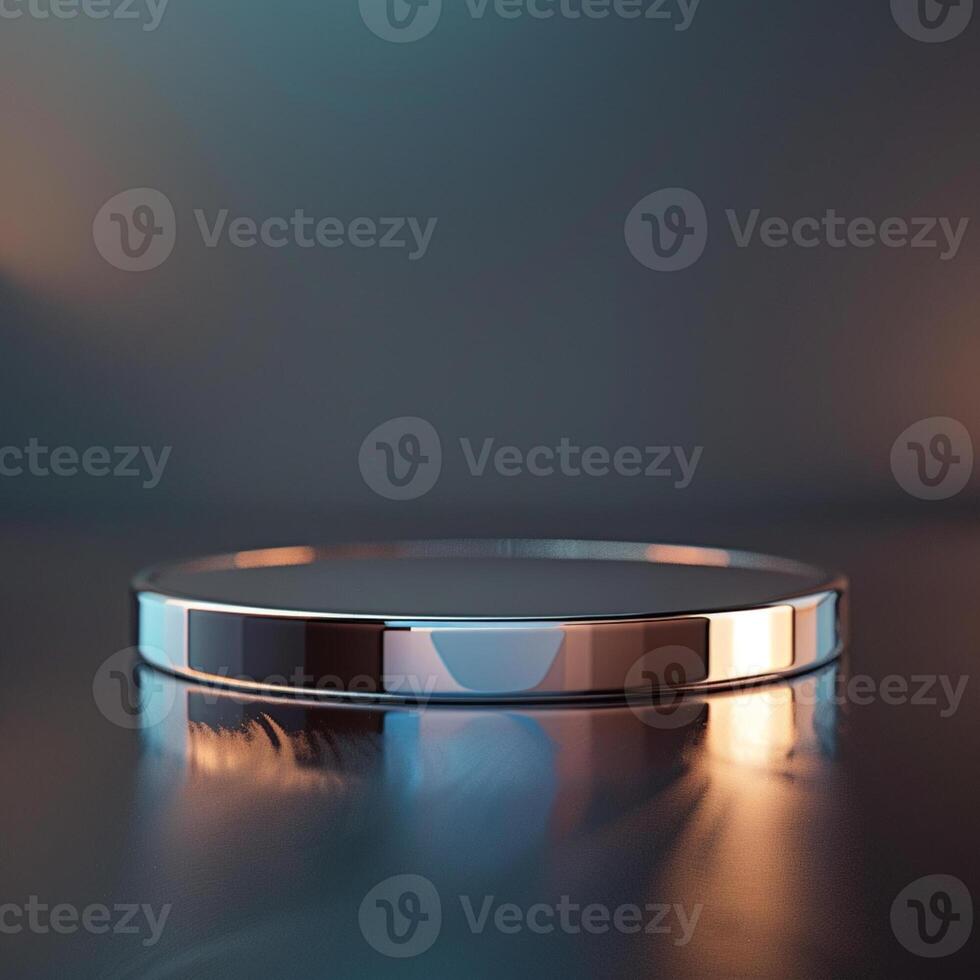 A round silver object on a table photo