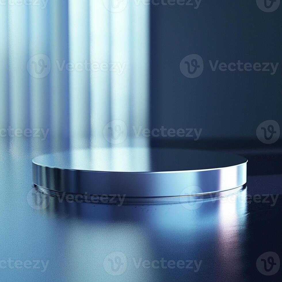 A round table with a silver top on it photo