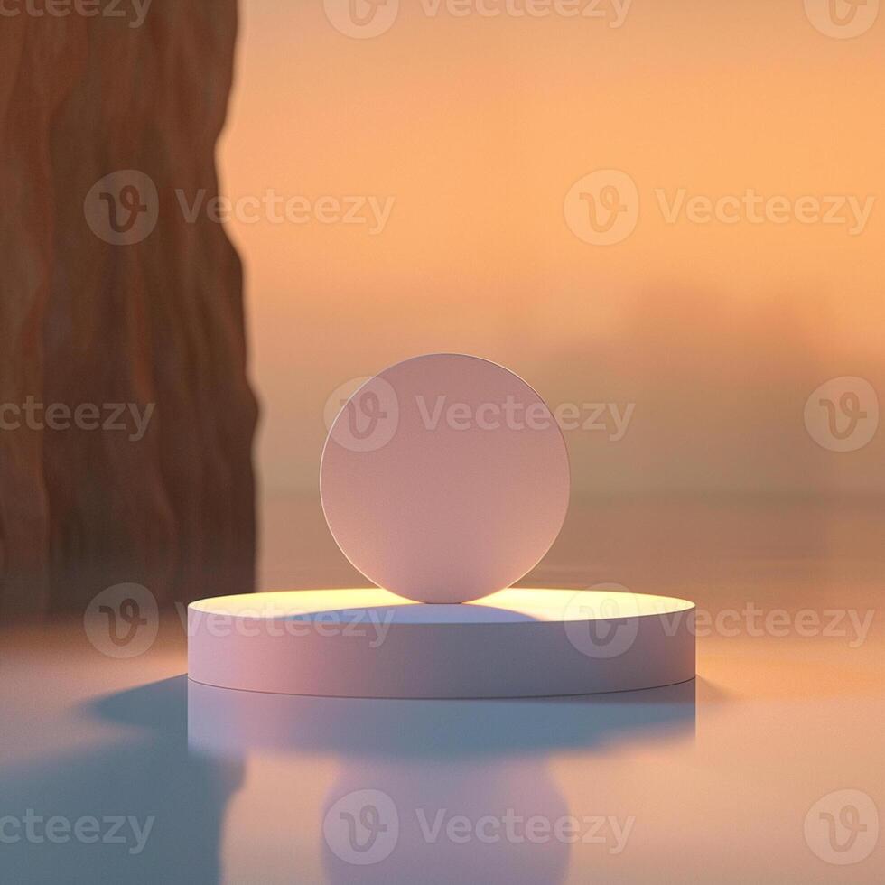A white sphere sitting on top of a rock in the water photo