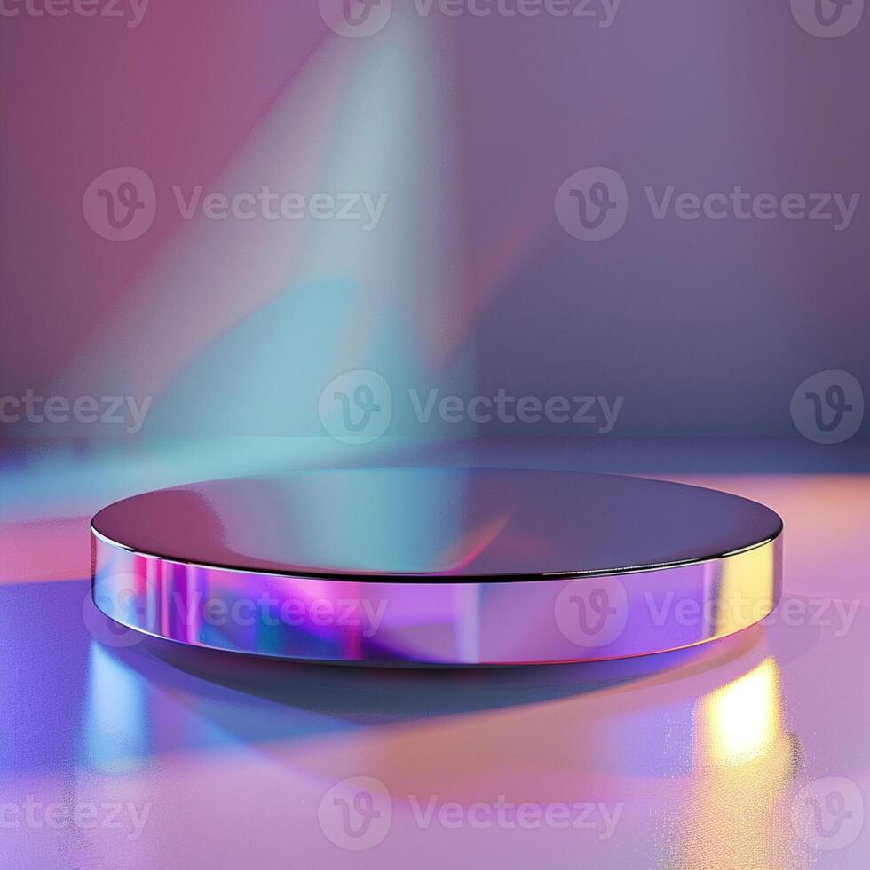 A round table with a colorful light shining on it photo