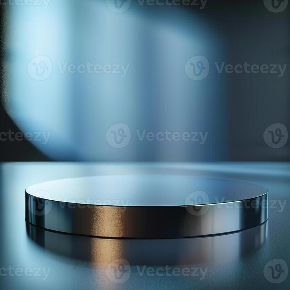 A round table with a silver top on a table photo