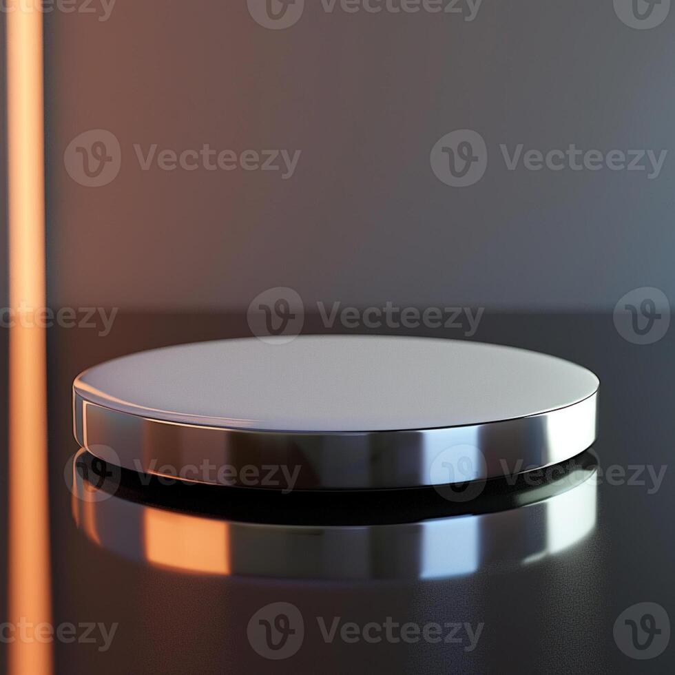 A round object on a table with a light behind it photo